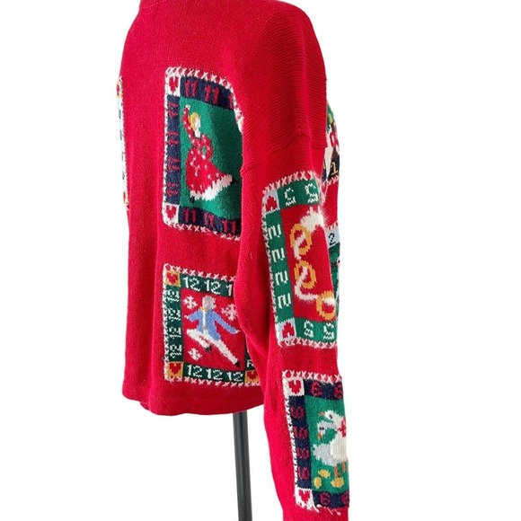 Design Options Cardigan 12 Days of Christmas Holiday Sweater Wearable Art Medium - Picture 4 of 15